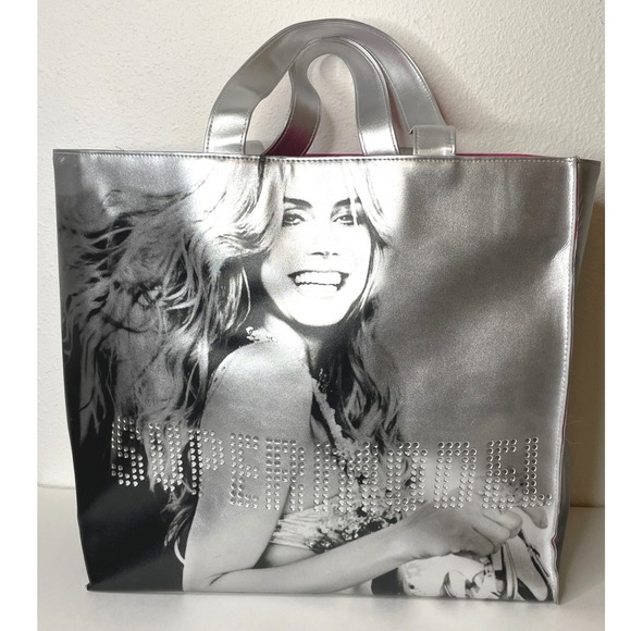 Victoria's Secret Handbags - Victoria Secret Tote Bag Supermodel Heidi Klum Large Silver